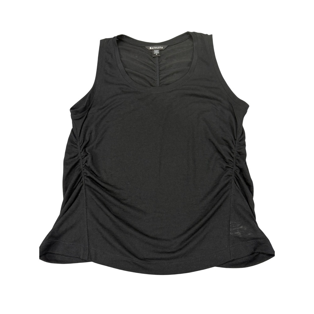 Athleta Womens Black Ruched Side Back Tank Top Tencel Modal Blend Size M